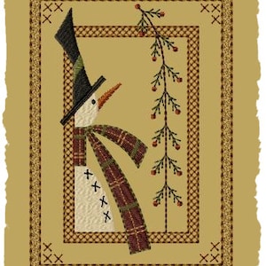 Primitive Machine Embroidery Design-Frosty&#39;s Pine--Version 1-- (5 x 7)--INSTANT DOWNLOAD