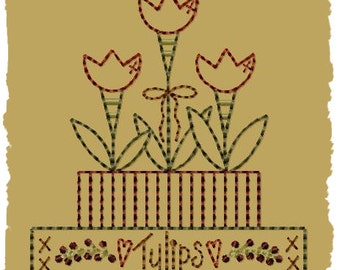 Tulip Tag Penny Rug--4x4-INSTANT DOWNLOAD