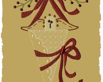 Angel Doily Cone--5x7--Primitive Embroidery Design--INSTANT DOWNLOAD