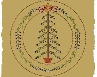 My Christmas Tree Candle Mat--6 Inch-INSTANT DOWNLOAD- Machine Embroidery Design