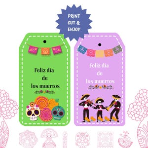 Dia de los Muertos druckbare Tags - Feiern Sie das Leben & die Erinnerung mit 16 festlichen Designs