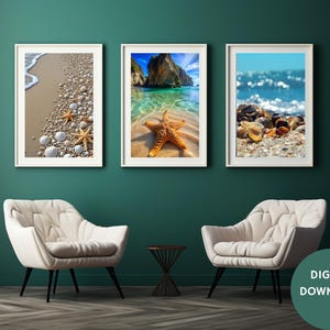 Beach Wall Art, Coastal Decor, Starfish Print, Seashell Poster, Ocean Photography, Nautical Printable, Seaside Art, Beach House Wall Art