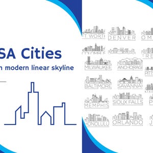 USA City Skylines Art Bundle: 40 American Cities (Digital Download)