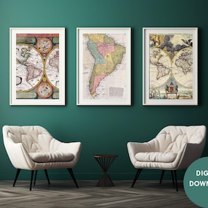 Gravures vintage de l'Atlas - Cartes anciennes pour une décoration intemporelle - Cartes anciennes