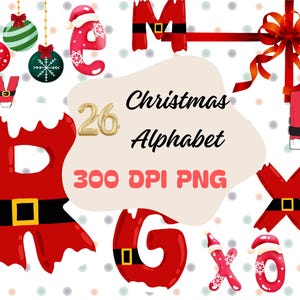 ALFABETO CLIPART, NATAL elegante festivo vermelho letra fantasia sublimação fita chá de bebê e presente moderno e bonito