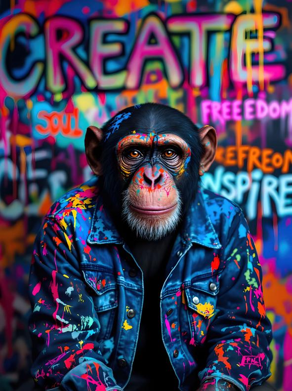 T-shirt Singe Musicien – Motif Animal Jungle Coloré – Coupe Classique – Pour Homme, Femme, Enfant – @n!mal - 5