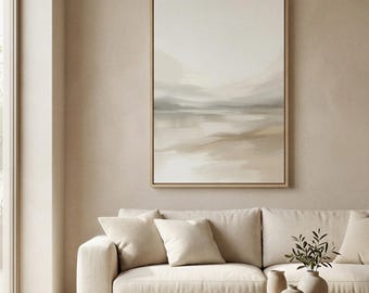 Soft Beige Horizon Abstract Wall Art – Minimalist Neutral Landscape Printable – Digital Download