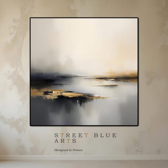 Neutral Misty Landscape Art Print: Modern Japandi Decor (Digital Download)