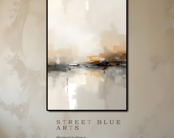 Lámina abstracta de paisaje beige – Arte mural minimalista Japandi (Descarga digital)