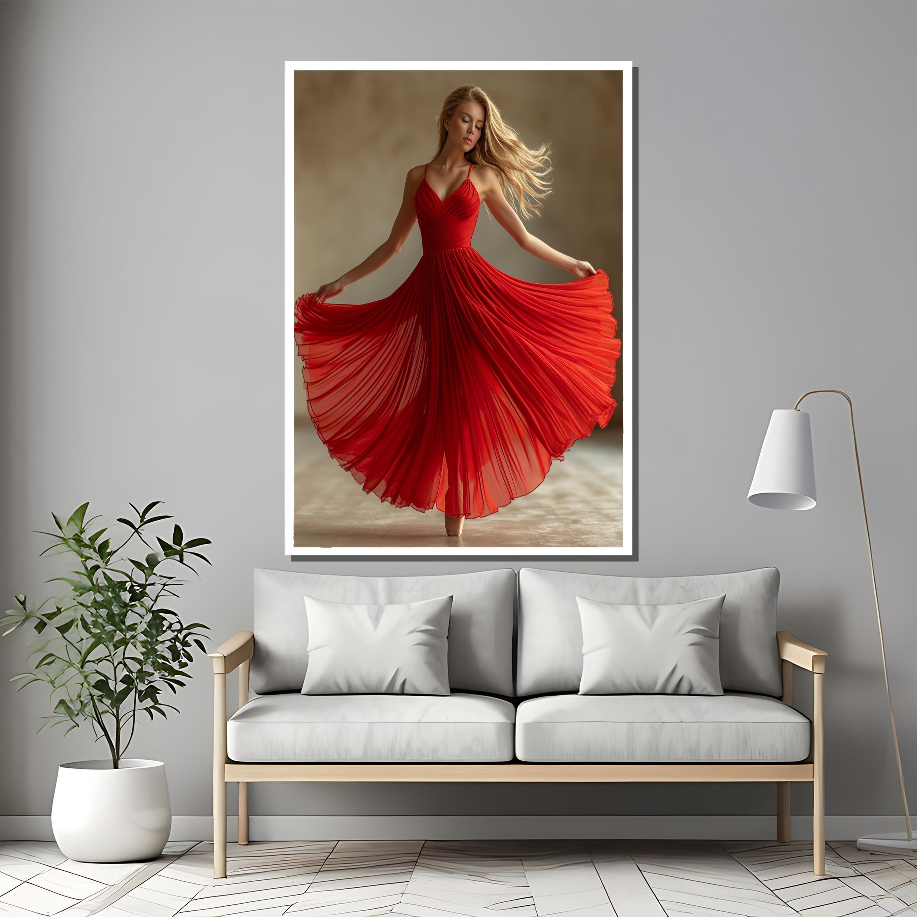 Elegant Red Dress Canvas Painting - Feminine Art for Modern Wall Decor ...