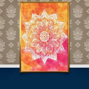 Watercolor Mandala Canvas Painting - Boho Spiritual Wall Art - Vibrant Abstract Meditation Decor - Unique Gift for Yoga Lovers