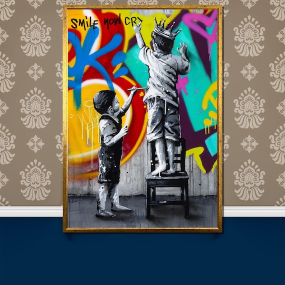 グラフィティキッズキャンバス絵画 - 都会のストリートアートの壁装飾