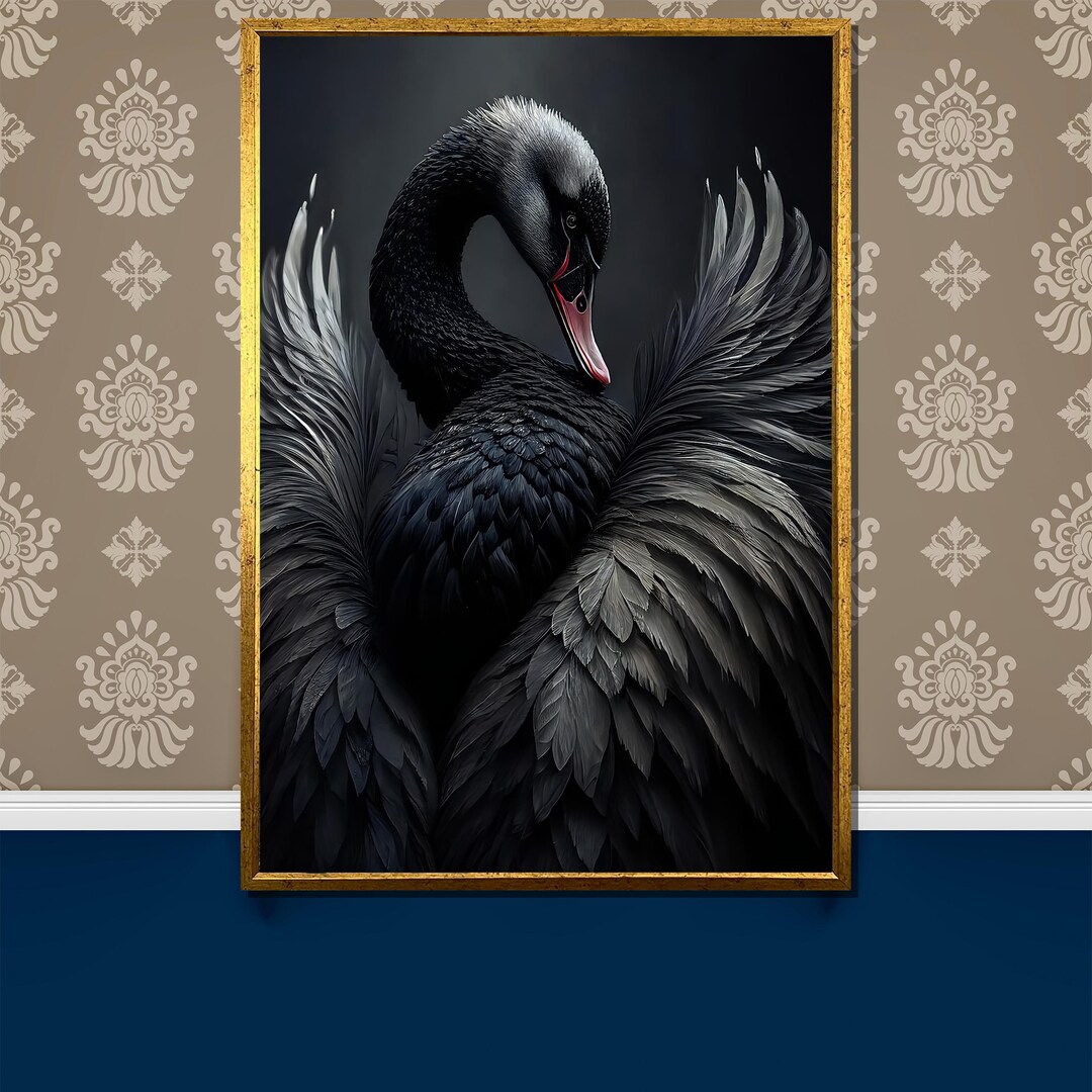 Majestic Black Swan Canvas Painting | Elegant Feathered Beauty Wall Art ...