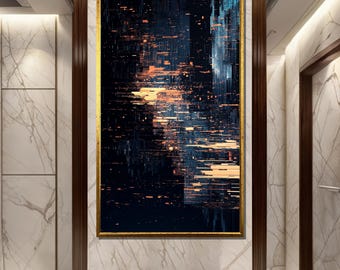 Glitch Art Canvas Painting, Futuristic Digital Distortion, Abstract Cyberpunk Wall Decor, Pixelated Data Aesthetic, Unique Tech Gift