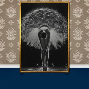 Mesmerizing Ballerina Canvas Painting - Black and White Dance Art - Elegant Gift for Ballet Enthusiasts and Modern Home Decor