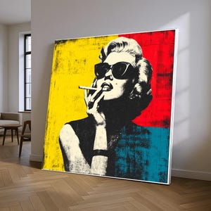 Impresión en lienzo de arte pop de una mujer glamurosa: estilo Hollywood vintage