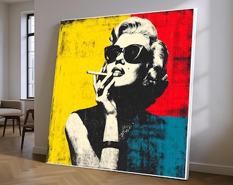 Impresión en lienzo de arte pop de una mujer glamurosa: estilo Hollywood vintage
