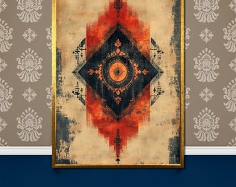 Mysticus geometrisch canvas schilderij - Boho heilig symbool kunst aan de muur - oud spiritueel huisdecor - uniek cadeau voor meditatieliefhebbers