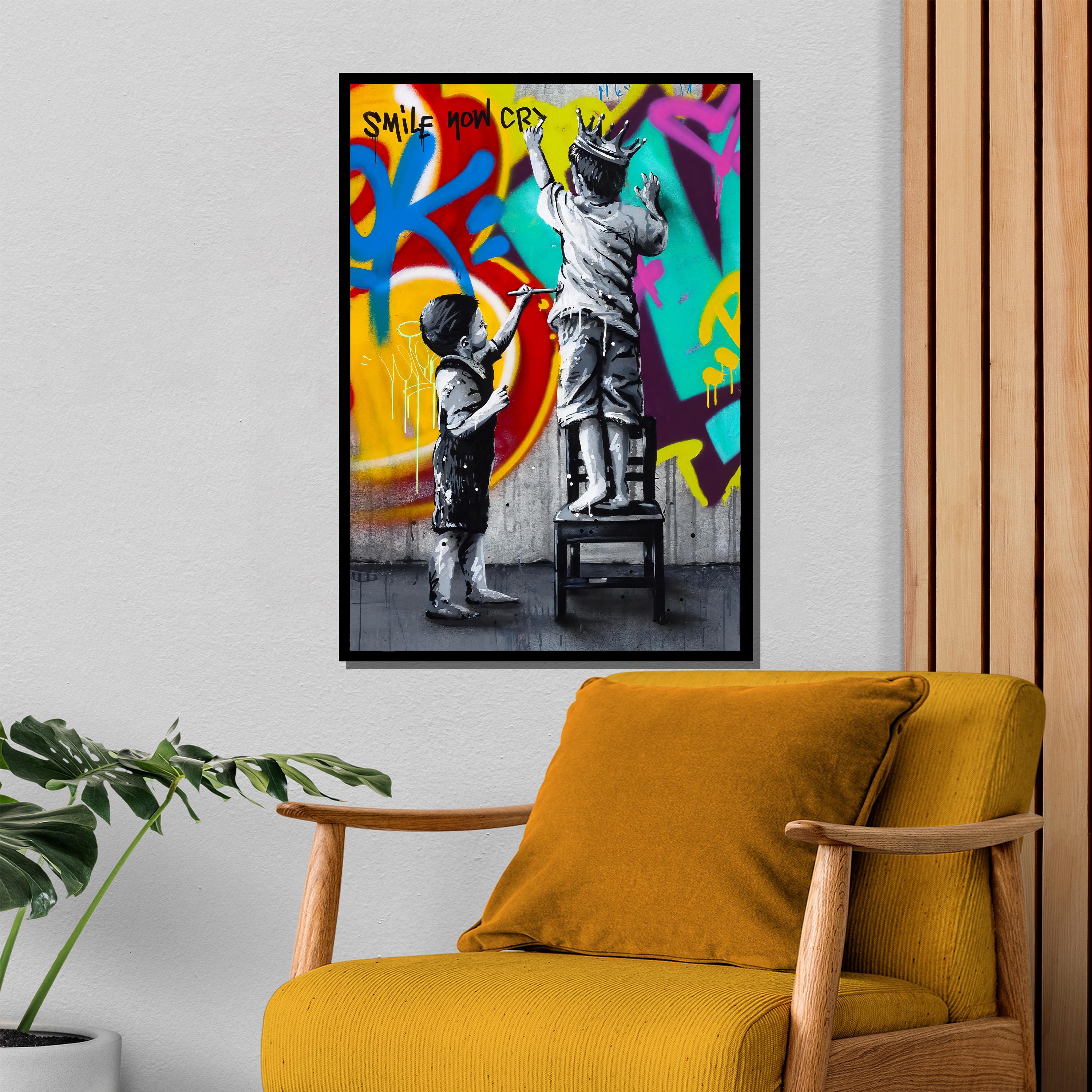 グラフィティキッズキャンバス絵画 - 都会のストリートアートの壁装飾