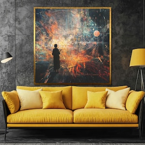 Abstract Cosmic Vision Canvas, Sci-Fi Dreamscape Art, Futuristic Surreal Wall Decor, Universe Exploration Print, Digital Fantasy Gift