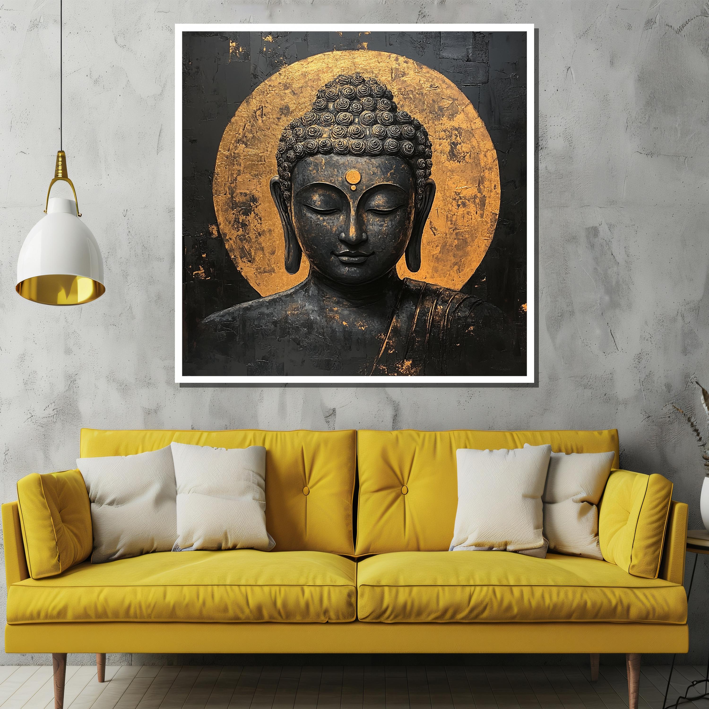 Golden Aura Buddha Canvas Painting | Serene Meditation Wall Art Gift ...