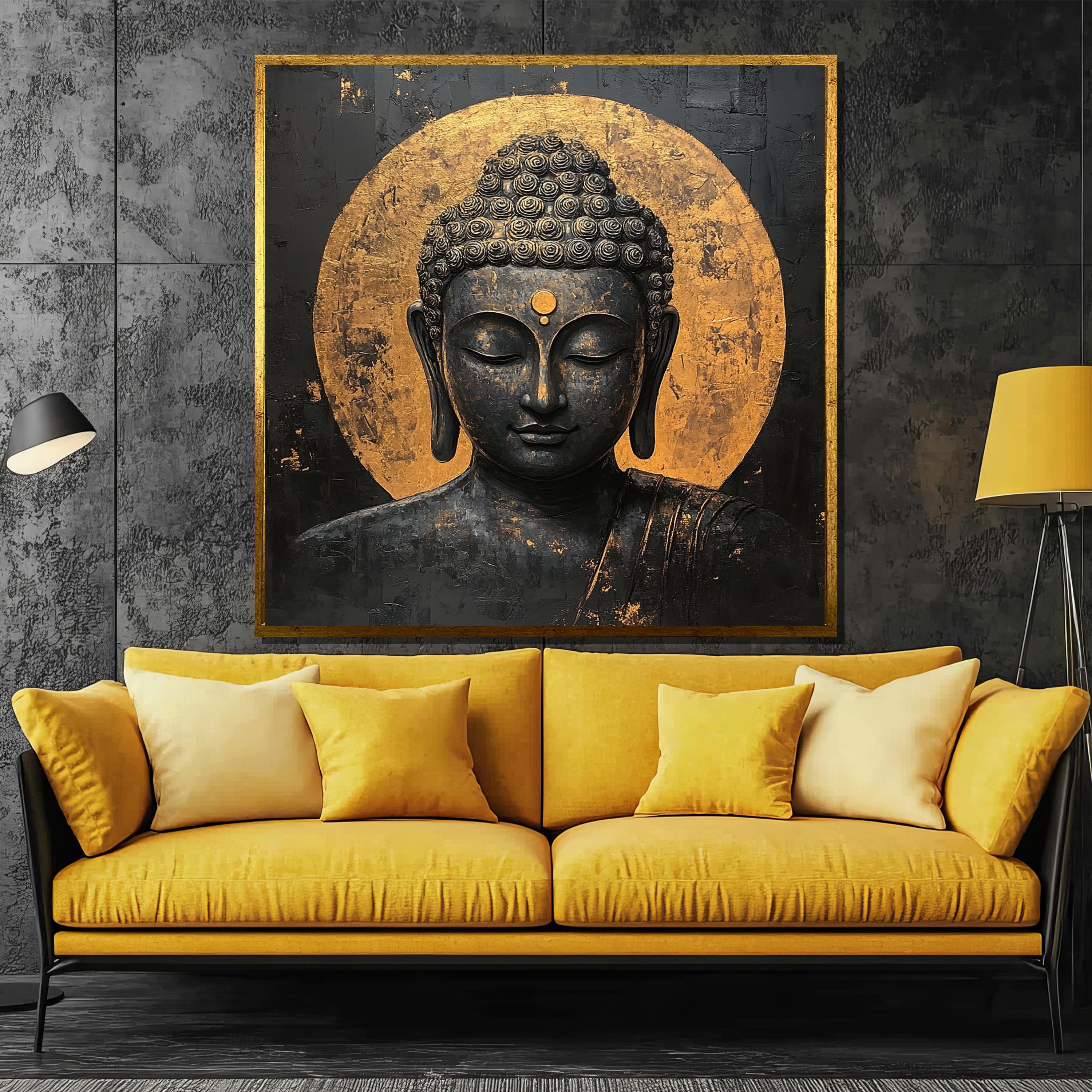 Golden Aura Buddha Canvas Painting | Serene Meditation Wall Art Gift ...