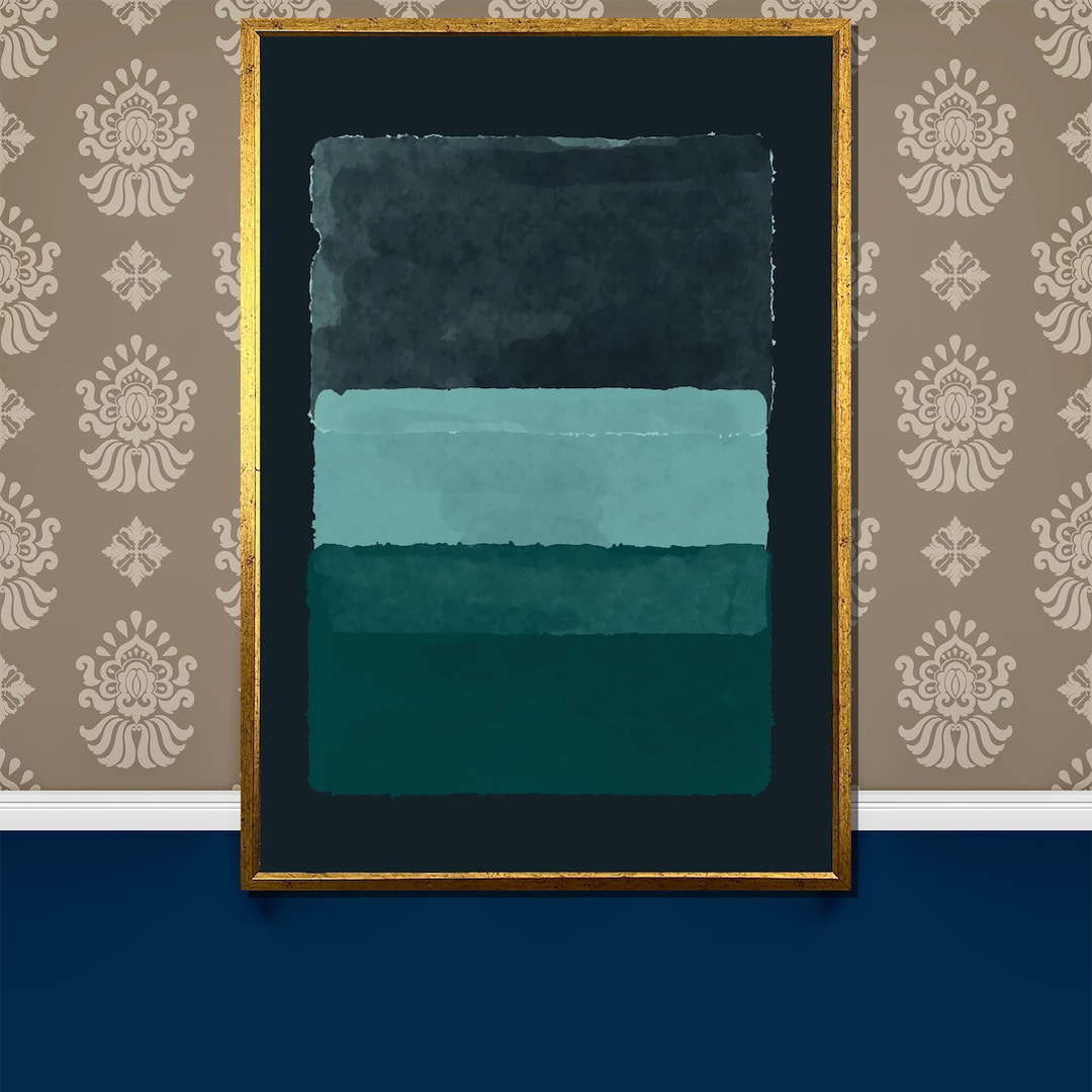 Elegant Mark Rothko Canvas Painting - Shades of Deep Teal and Aqua for ...