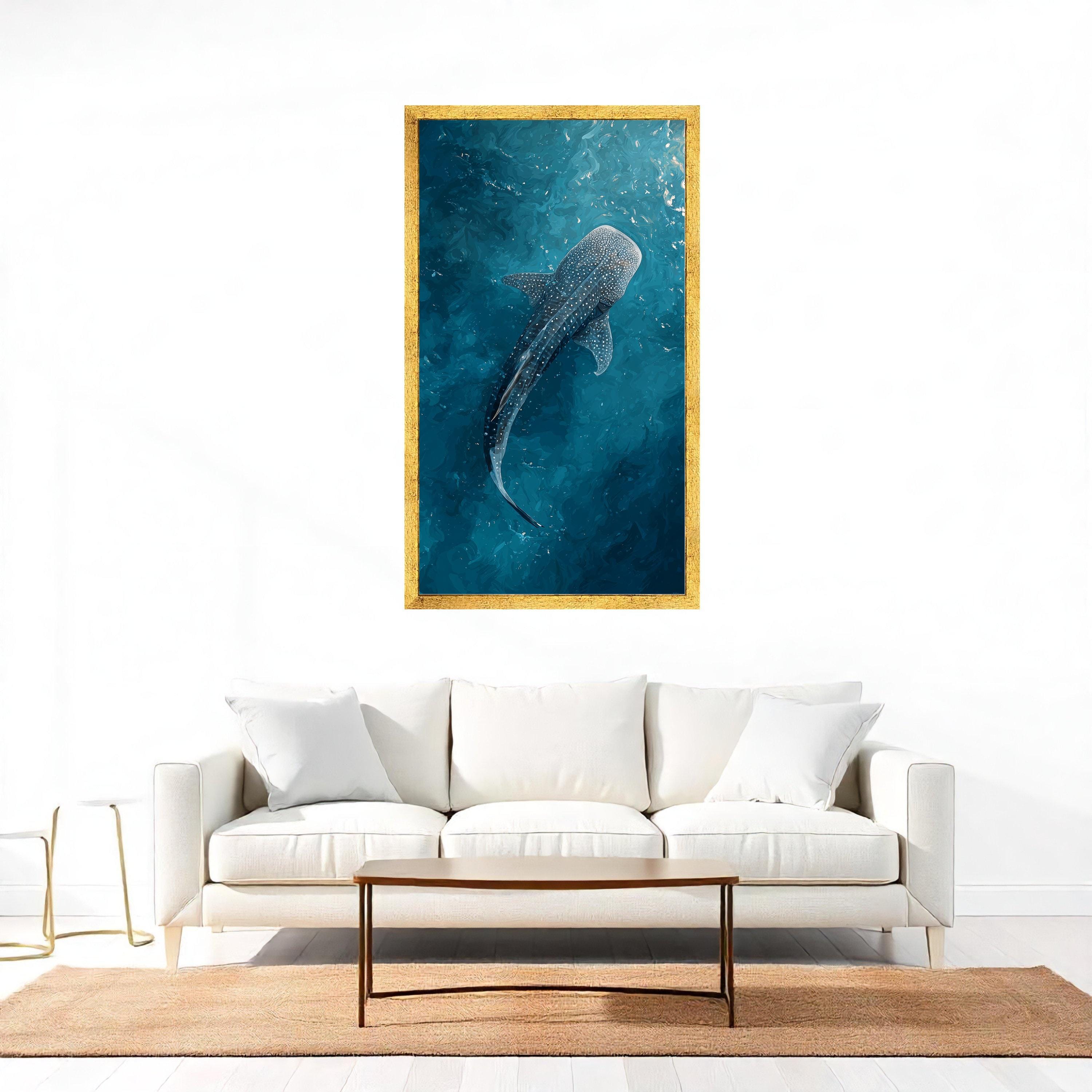 Majestic Whale Shark Canvas Wall Art, Ocean Life Marine Decor, Blue Sea ...