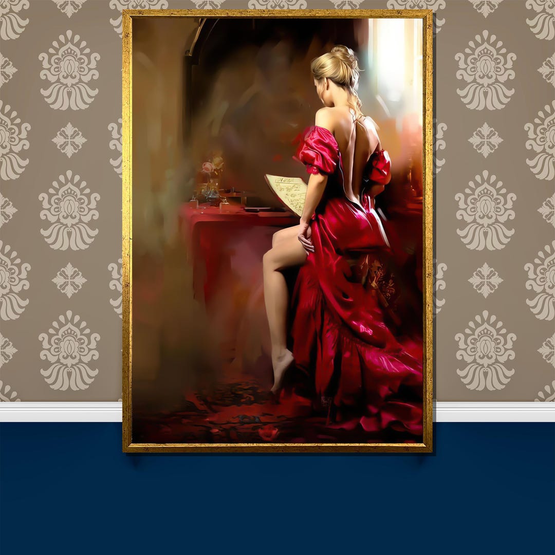 Elegant Lady in Red Canvas Painting - Sensual and Sophisticated Art ...
