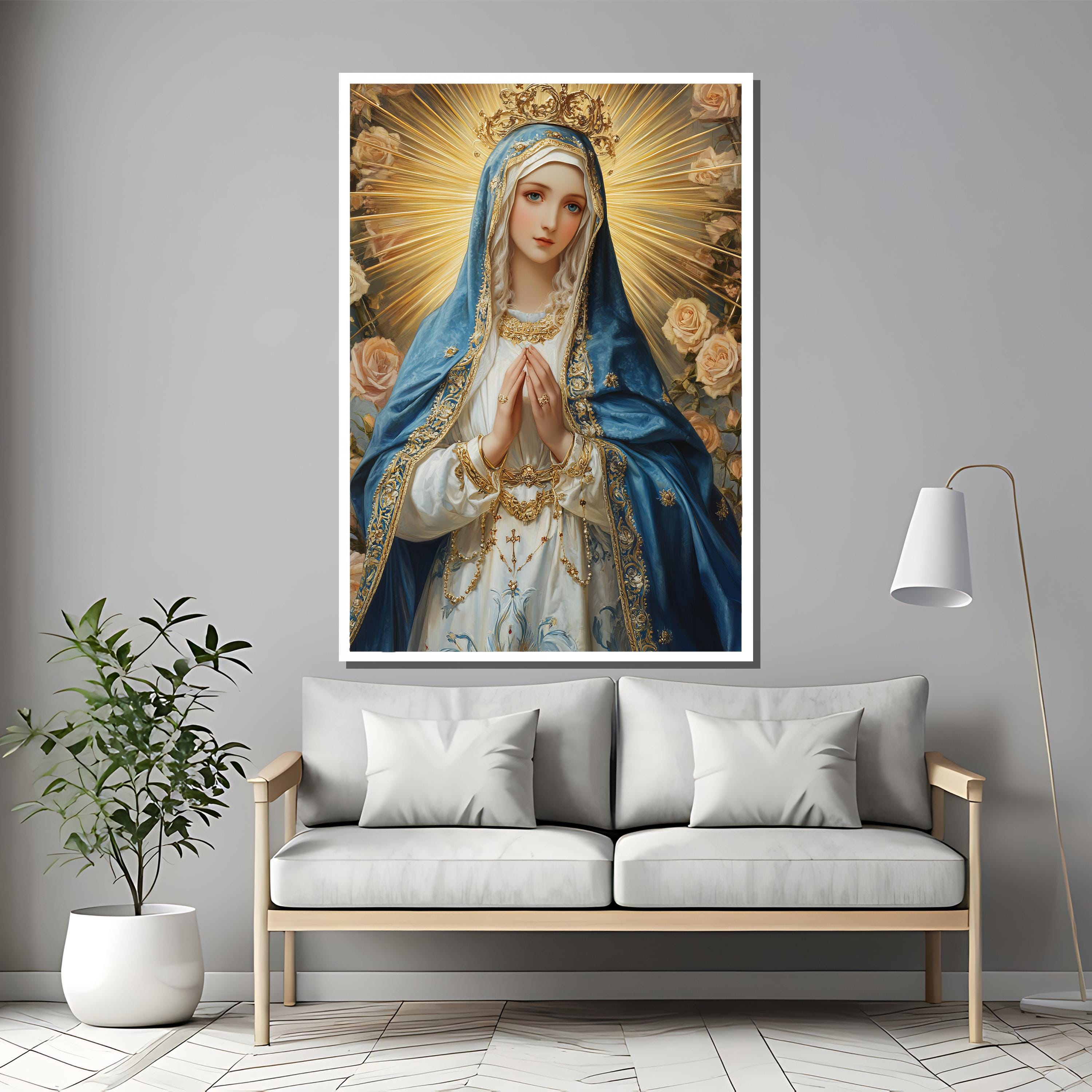 Radiant Immaculate Conception: the Virgin Mary in Blue and White Robes ...