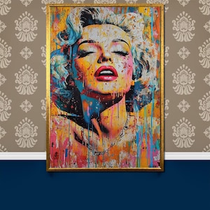 Vibrant Marilyn Monroe Pop Art Canvas Painting - Colorful Wall Decor Gift for Modern Art Lovers and Home Design Aficionados