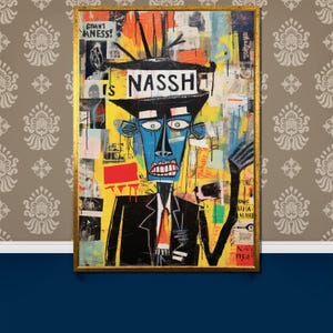 Neo-Expressionist Graffiti Canvas Painting - Bold Street Art Style Wall Decor Inspired by Urban Culture, Unique Gift Idea