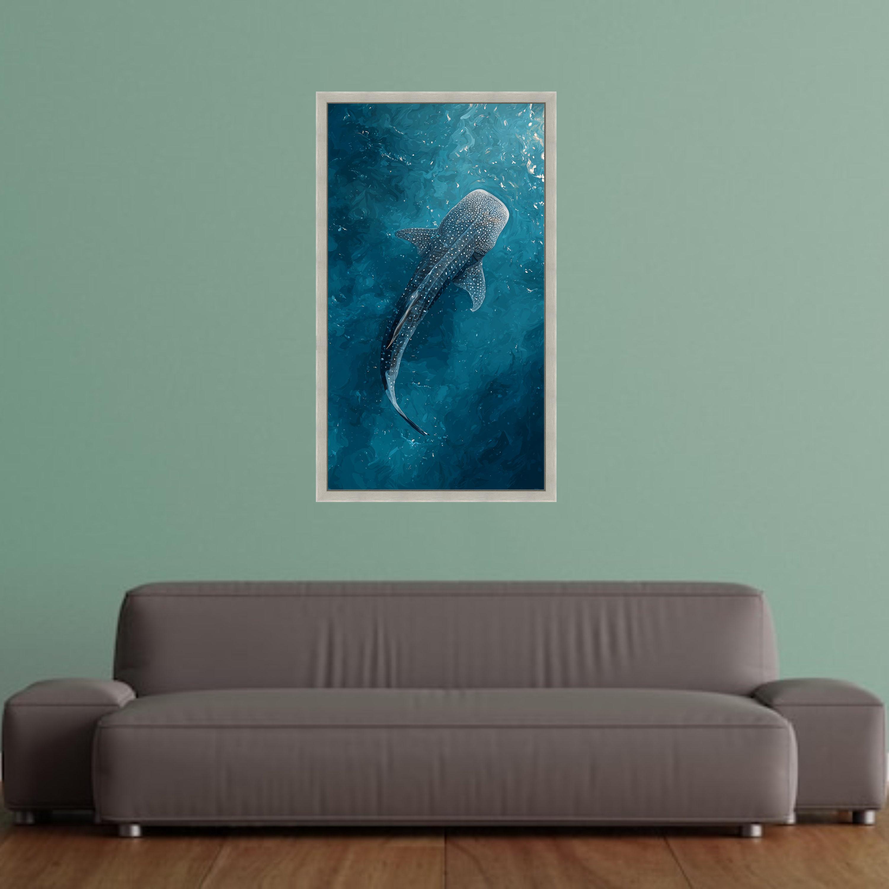 Majestic Whale Shark Canvas Wall Art, Ocean Life Marine Decor, Blue Sea ...