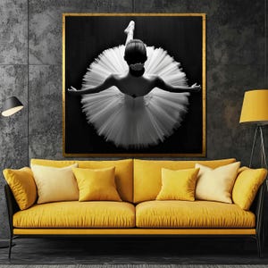 Elegant Ballerina Canvas Painting - Black and White Dance-Themed Wall Art for Ballet Enthusiasts and Sophisticated Gift Ideas
