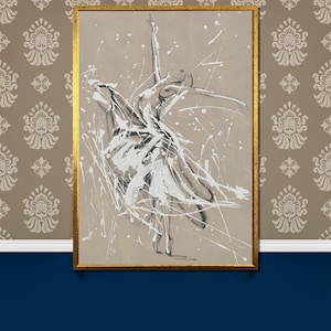 Abstract Ballerina Canvas Painting - Modern Dance Art Gift for Ballet Lovers and Stylish Contemporary Wall Decor
