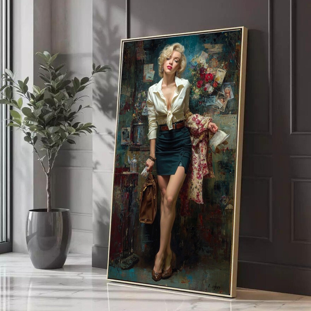 Vintage Glamour Portrait Canvas, Elegant Woman Wall Art, Retro Fashion ...