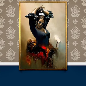 Flamenco Dancer Canvas Painting - Elegant Spanish Dance Wall Art - Passionate Home Decor and Artistic Gift Idea