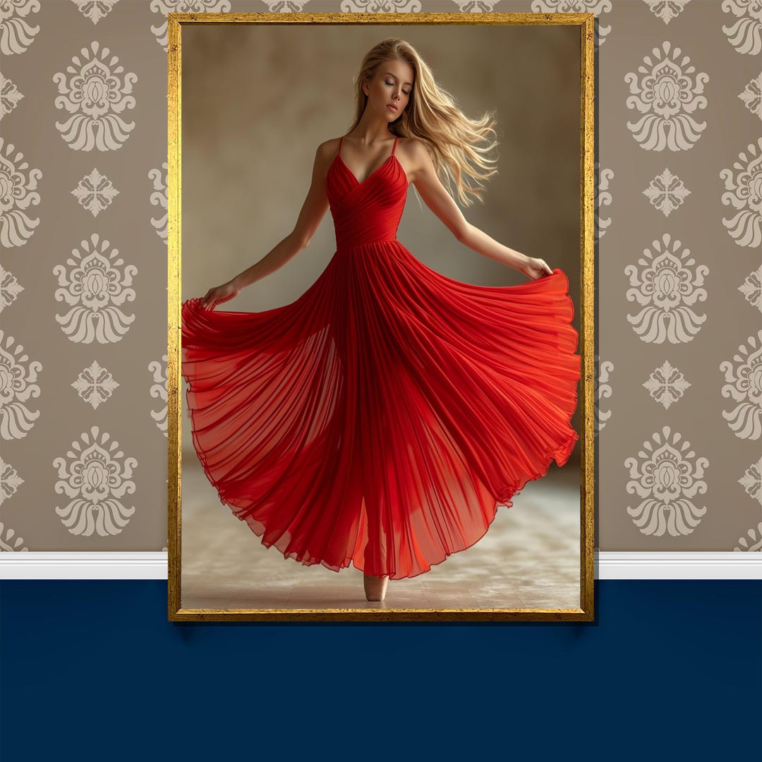 Elegant Red Dress Canvas Painting - Feminine Art for Modern Wall Decor ...
