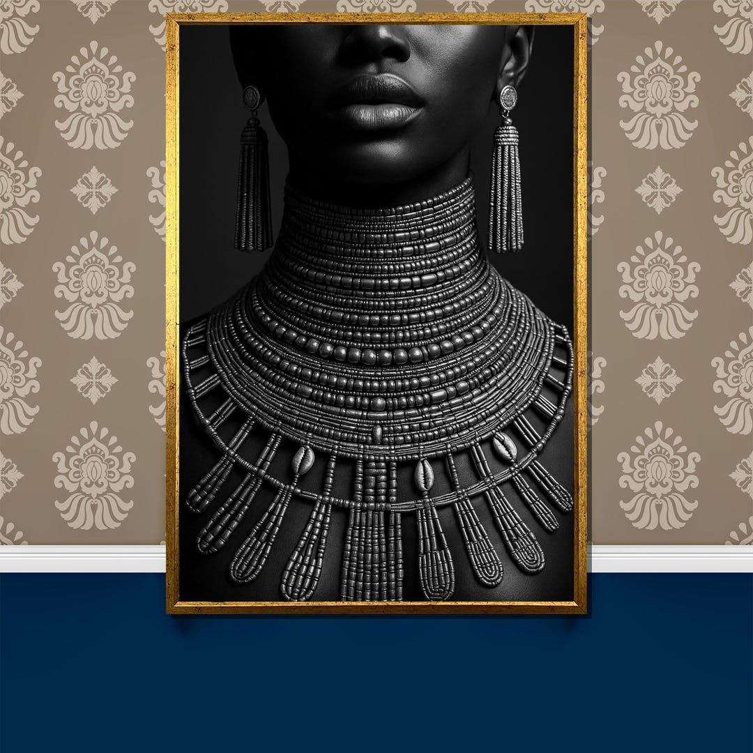African Black Women With Gold Jewelry Wall Art... From  3 Pcs African American Woman Canvas Wall Art Fashion Bracelets Earrings Necklace main image 2