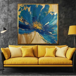 Elegant Sunflower Canvas Painting - Minimalist Floral Wall Art for Living Room, Nature-Inspired Home Decor, Unique Artistic Gift