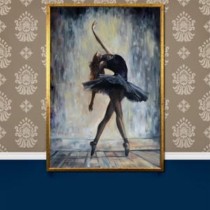 Stunning Black Ballerina Canvas Painting - Elegant Dance Wall Art - Perfect Gift for Ballet Lovers and Home Decor