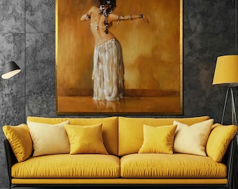 Exquisite Belly Dance Canvas Painting - Elegant Oriental Dance Art for Wall Decor and a Unique Gift for Cultural Art Enthusiasts