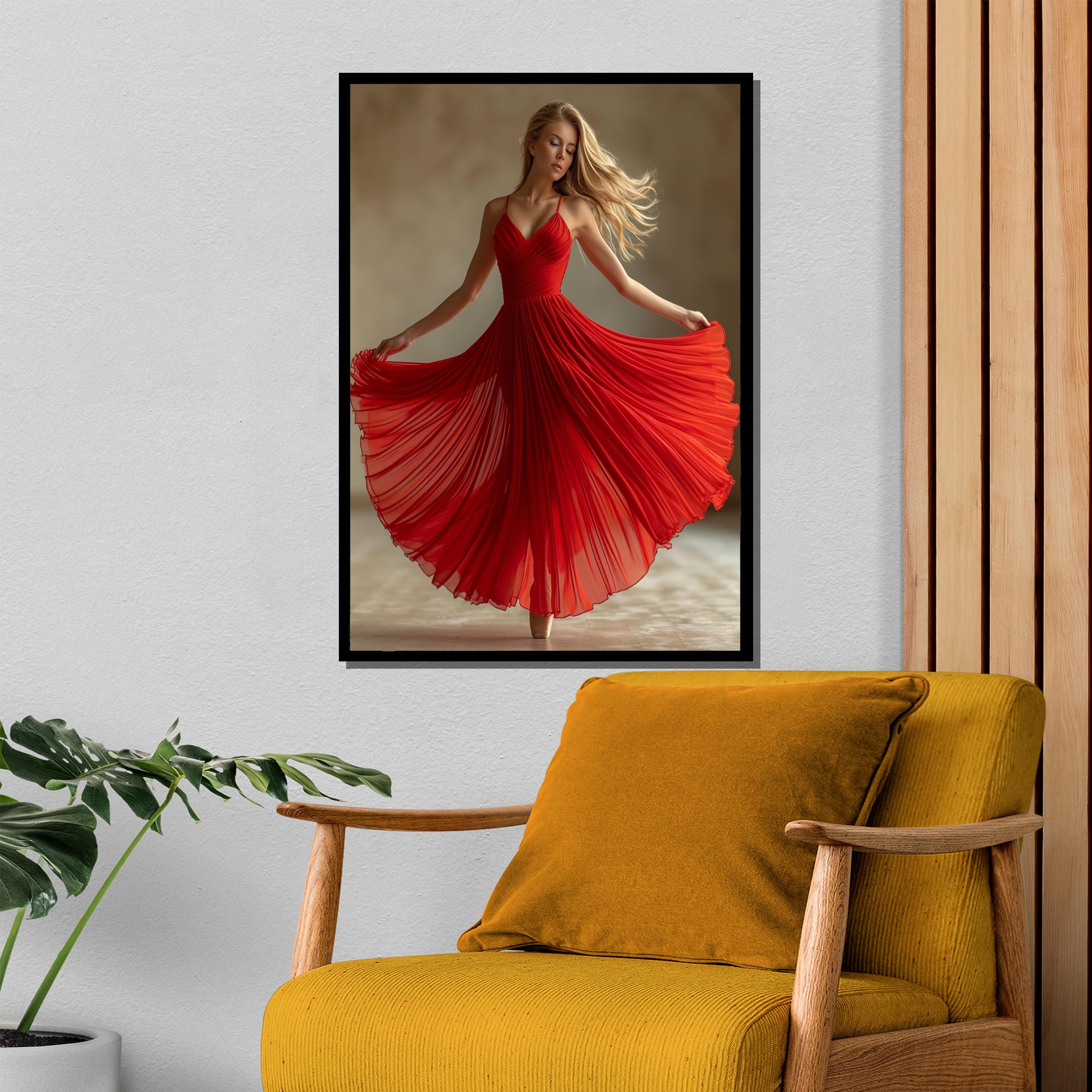 Elegant Red Dress Canvas Painting - Feminine Art for Modern Wall Decor ...