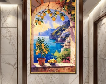 Amalfi Coast Lemon Tree Canvas Print: Italian Coastal Wall Art