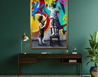 グラフィティキッズキャンバス絵画 - 都会のストリートアートの壁装飾