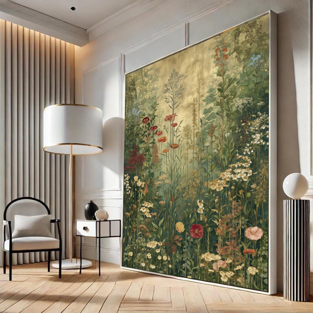 Vintage Wildflower Meadow Canvas Print, Botanical Garden Wall Art ...