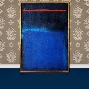 Mark Rothko Deep Blue and Red Abstract Canvas Painting – Vibrant Modern Art Gift for Unique Wall Decor and Art Enthusiasts