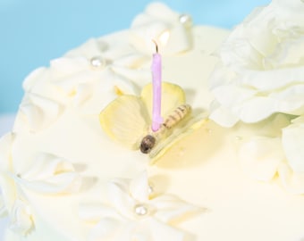 Coquette décoration de gâteau papillon jaune pastel mignon bougeoir en céramique lunatique décoration d'anniversaire élégant poterie faite main approvisionnement de fête