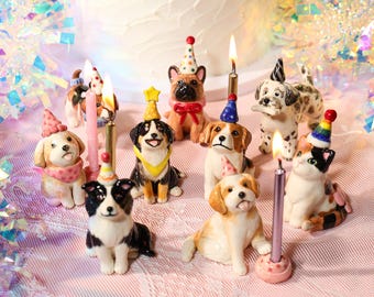 Décoration de gâteau personnalisée pour animal de compagnie en céramique, animal, chat, chien, bougeoir, gâteau de mariage, cadeau, figurine faite main, décoration d'intérieur peinte à la main