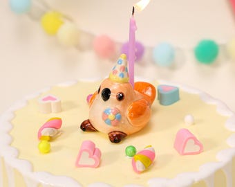 Céramique orange oiseau pour gâteau peint à la main animal bougeoir mignon décoration de fête pastel premier anniversaire souvenir bureau animal de compagnie kawaii figurine